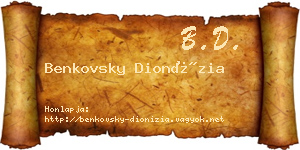 Benkovsky Dionízia névjegykártya